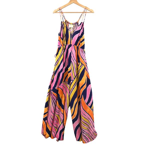 Anthropologie Maeve Finley Wide Leg Colorful Jumpsuit Size 10 - Picture 1 of 11